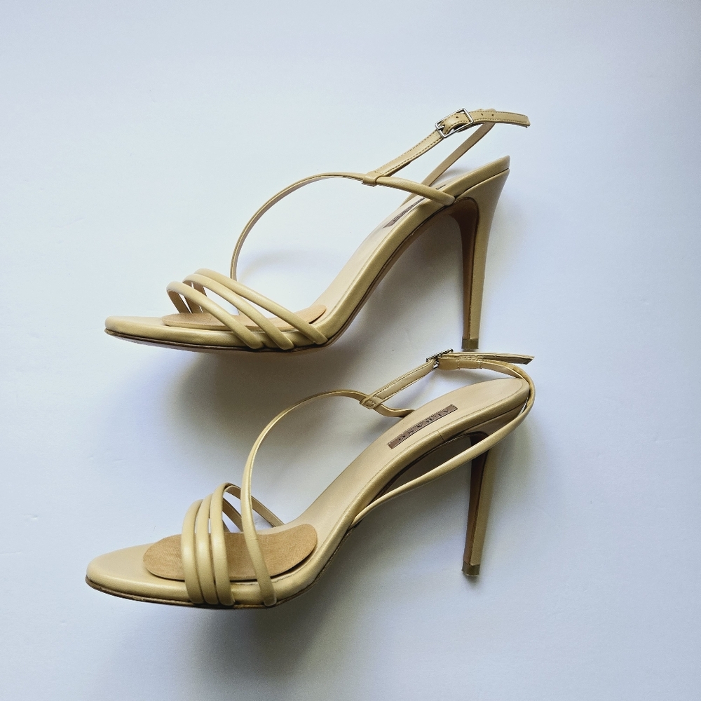 Albano Tan Leather Strappy Heels. Size 40. Made In Italy
